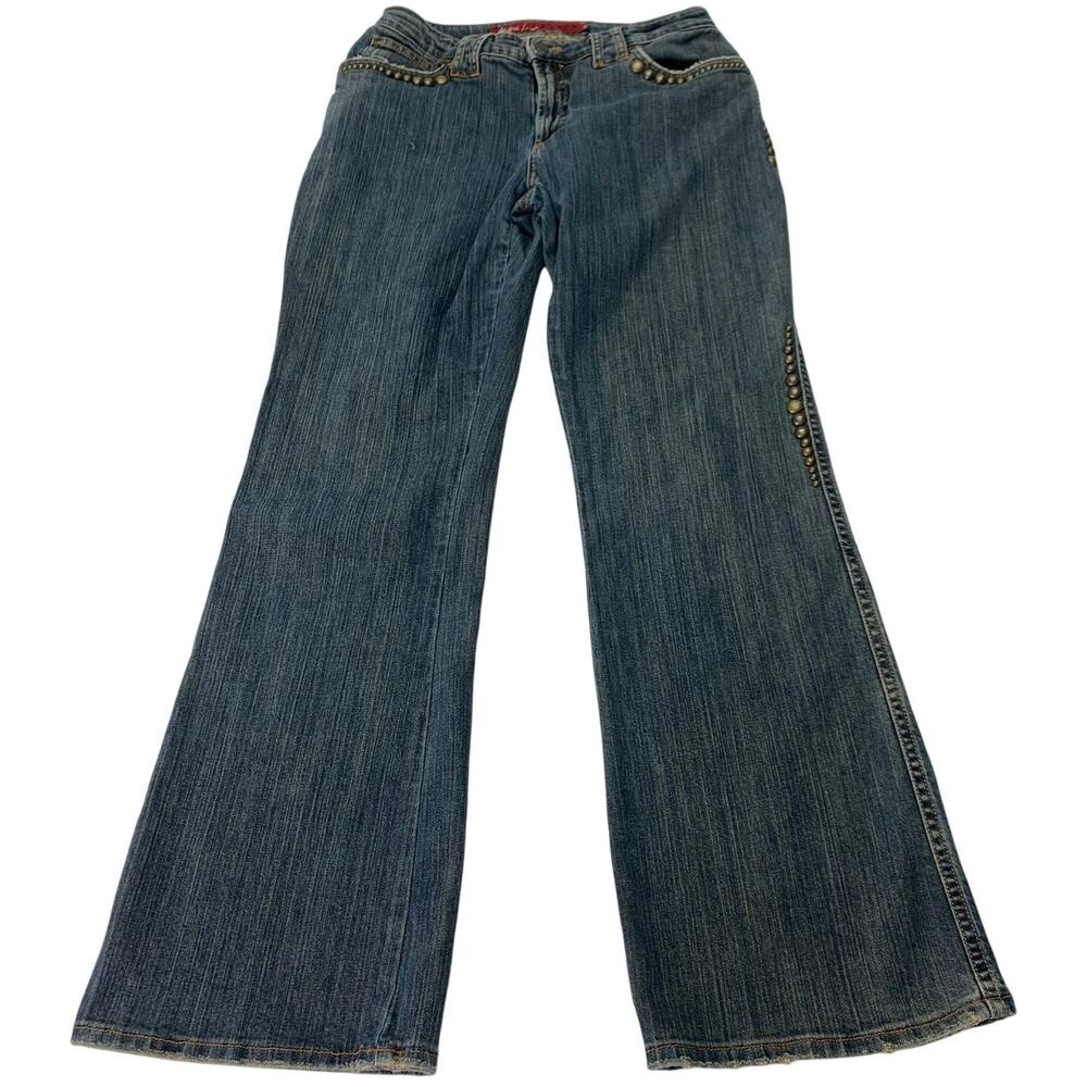 Barbara Lesser Fibers Bootcut Womens Sz 8 Gold Studded Light Wash Denim Jeans